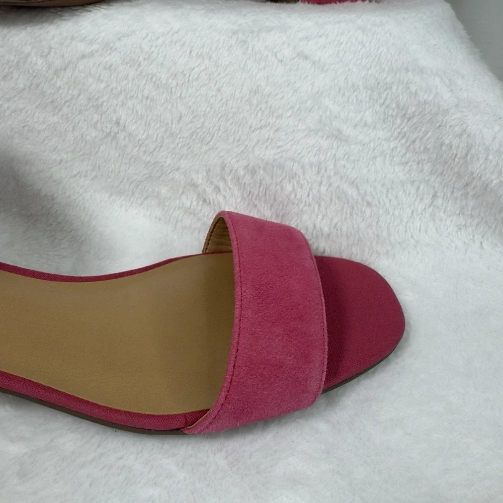 Franco Sarto L-Rosalina Open‎ Toe Pink Block Heel Women Sandals Size 9.5 M